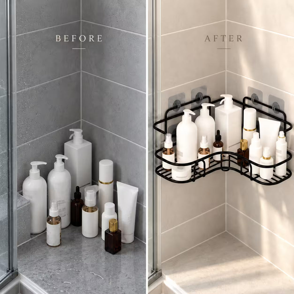 No Drill Corner Shower Shelff