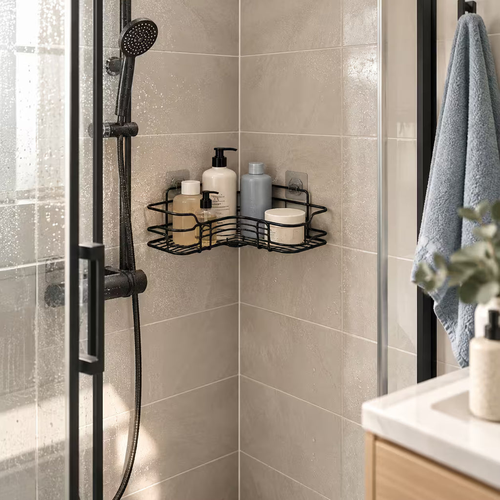 No Drill Corner Shower Shelff