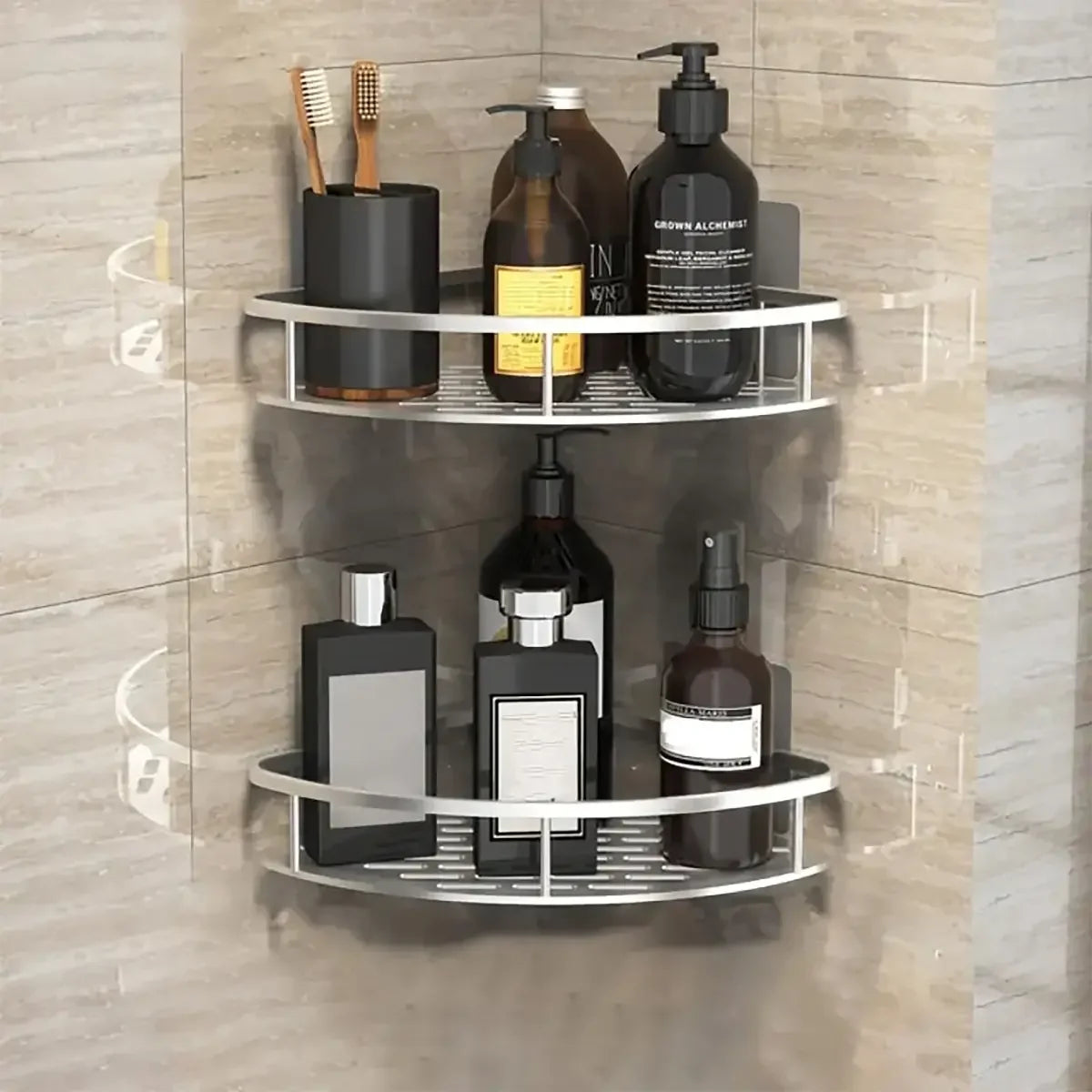 No Drill Corner Shower Shelf