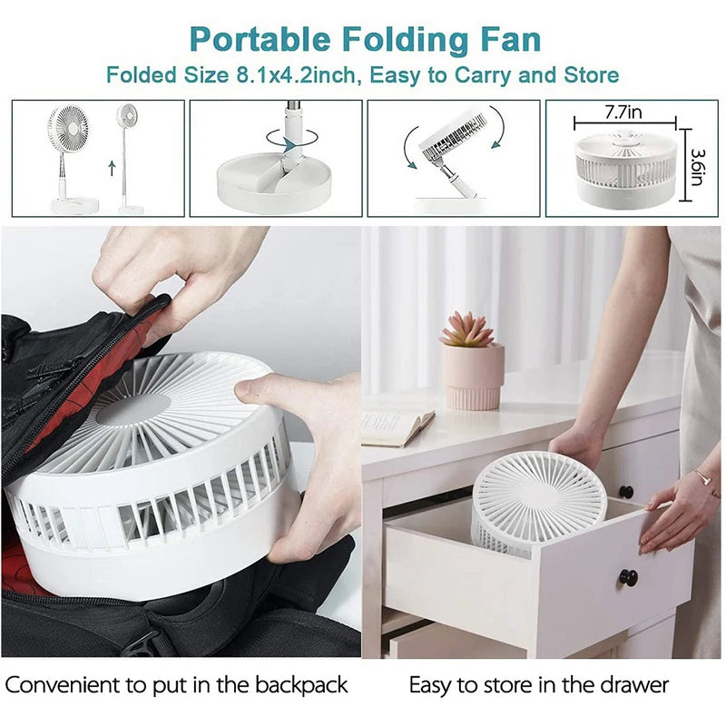 🌀 TratilFan 3 in 1 Portable Retractable Fan — Foldable, Rechargeable, and Adjustable up to 1.2m