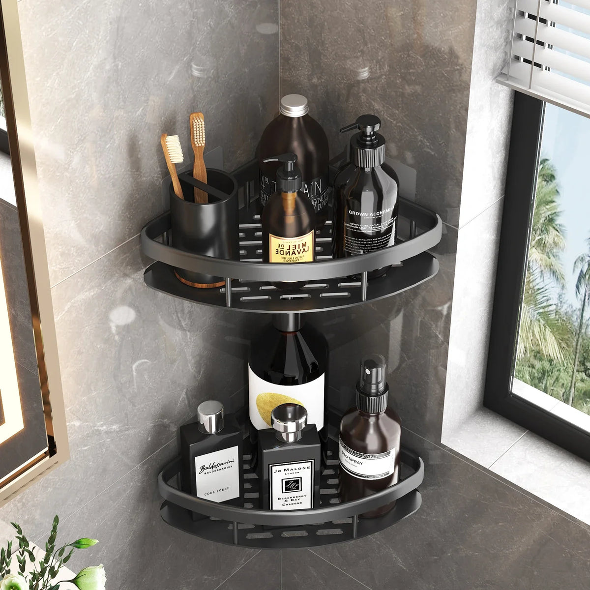 No Drill Corner Shower Shelf