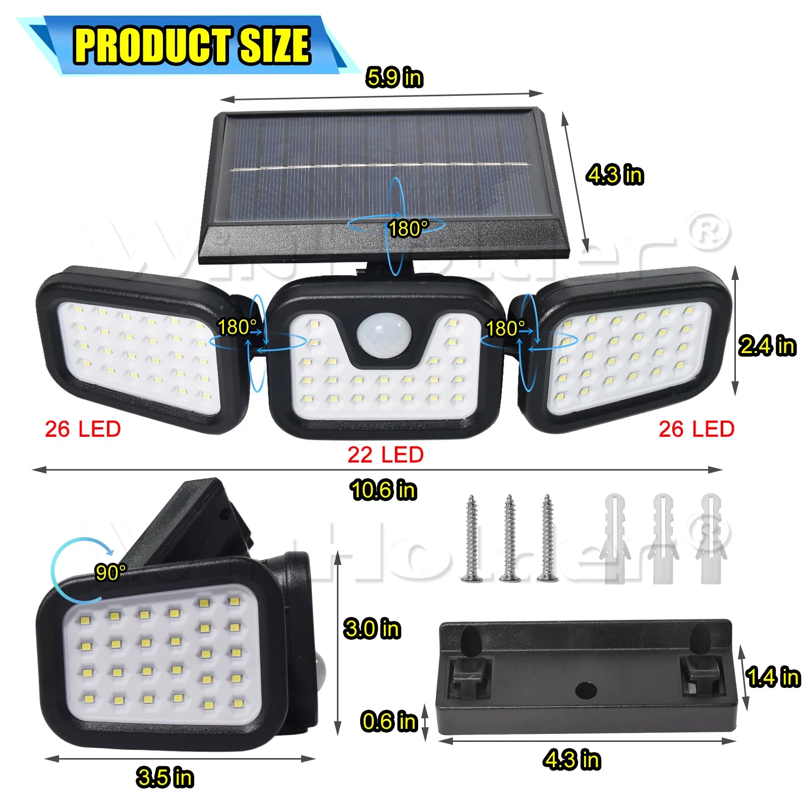 🔆 900LM 3-Head Solar Light — Total Nighttime Security with Motion Sensor